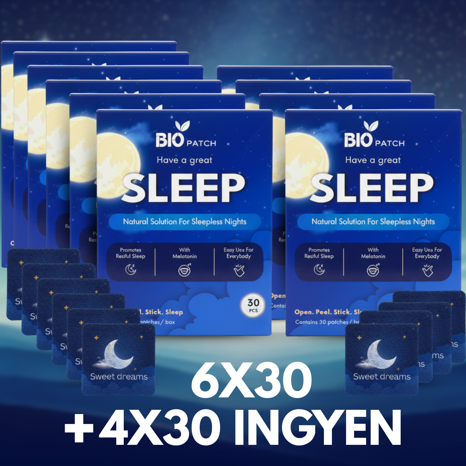 Természetes Alvássegítő Tapasz (6X30) + (4X30 AJÁNDÉK) + 2 ingyenes letölthető ajándék